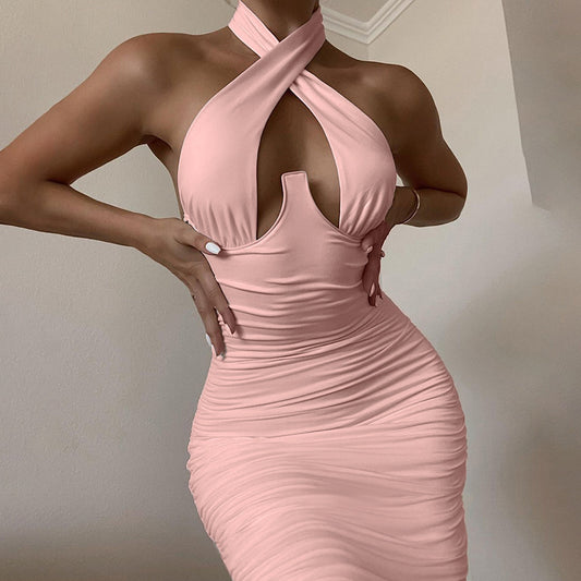 Hollow Out Backless Fitted Dress