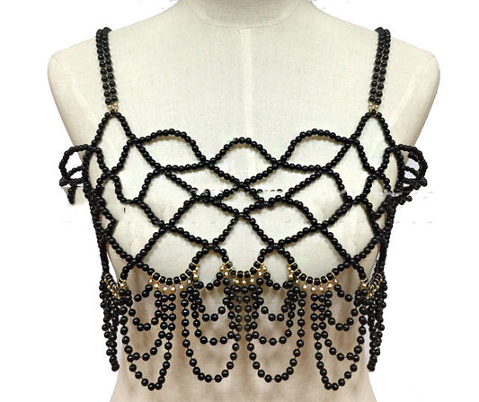 Exaggerated Pearl Bra, Body Chain Vest Set Of Chain Necklace Women