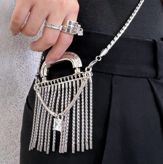 Personalized Tassel Big Diamond Decoration Chain Handbag Fashion Trend